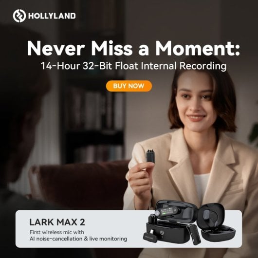 Micrófono Hollyland LARK MAX 2 Combo inalámbrico 2.4 GHz omnidireccional con grabadora interna y pantalla AMOLED