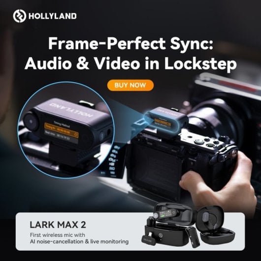 Micrófono Hollyland LARK MAX 2 Combo inalámbrico 2.4 GHz omnidireccional con grabadora interna y pantalla AMOLED
