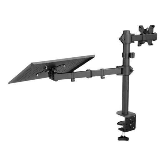 Support de bureau 1Life 1IFESPT132717LT pour écran 27″ et ordinateur portable 17,3″ VESA, bras articulé, gestion des câbles, noir