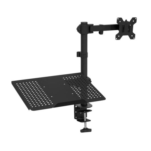 Support de bureau 1Life 1IFESPT132717LT pour écran 27″ et ordinateur portable 17,3″ VESA, bras articulé, gestion des câbles, noir