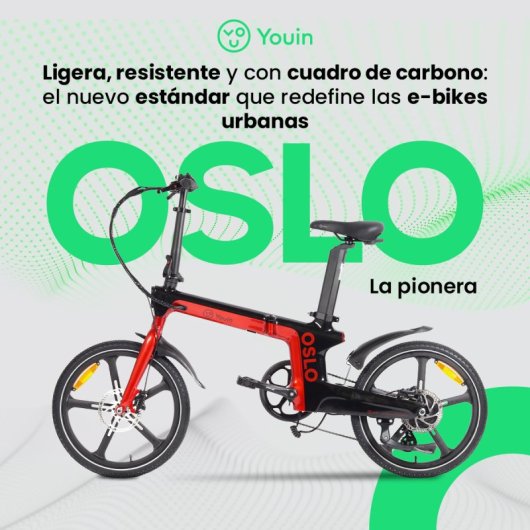 Bicicleta eléctrica Youin Oslo BK1900 Carbono 250W Plegable Cambio Shimano 7V 45km