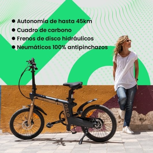 Bicicleta eléctrica Youin Oslo Pro BK1950 Carbono, correa Gates, 2V automática, hidráulicos