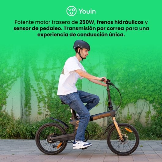 Bicicleta eléctrica Youin Oslo Pro BK1950 Carbono, correa Gates, 2V automática, hidráulicos