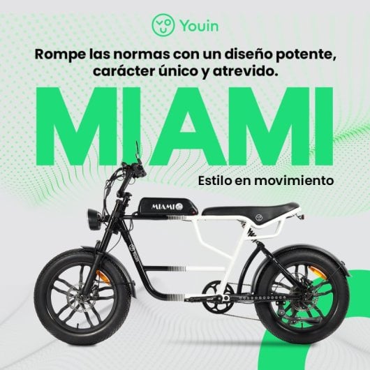 Bicicleta eléctrica Youin Miami BK7000 Motor 250W 43Nm Autonomía 100km 7V Dual Suspensión