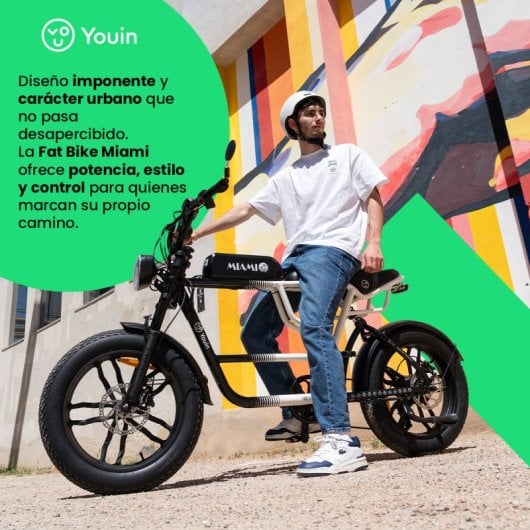Bicicleta eléctrica Youin Miami BK7000 Motor 250W 43Nm Autonomía 100km 7V Dual Suspensión