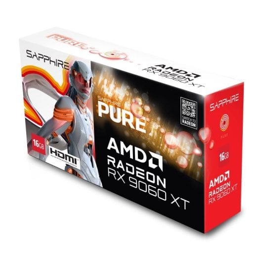 Tarjeta Gráfica Sapphire Radeon RX 9060 XT 16GB GDDR6 Dual-X Iluminación Blanca