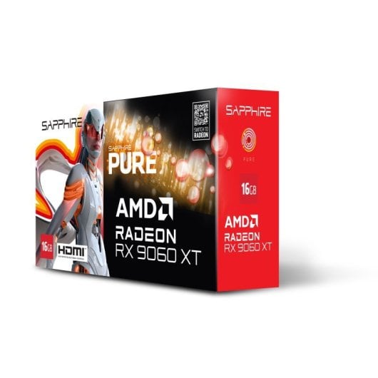 Tarjeta Gráfica Sapphire Radeon RX 9060 XT 16GB GDDR6 Dual-X Iluminación Blanca