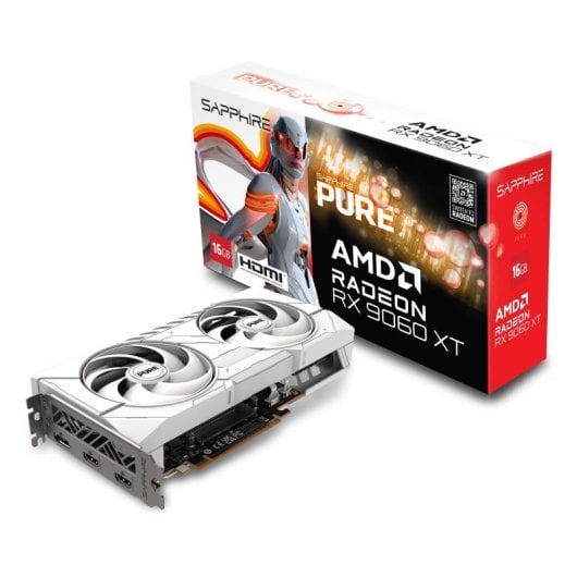 Tarjeta Gráfica Sapphire Radeon RX 9060 XT 16GB GDDR6 Dual-X Iluminación Blanca