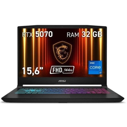 Laptop MSI Katana 15 HX B14WGK-086XES 15.6" Intel Core i7-14650HX 32GB 1TB SSD RTX 5070 FreeDOS