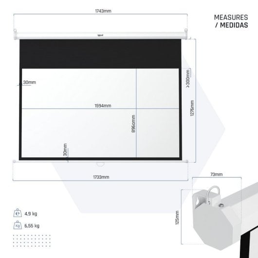 iggual PSIMS159 schermo per proiettore 182,9 cm (72") 16:9