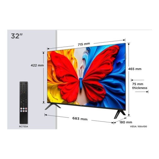 TV TCL QLED 32S5K 32? Full HD Smart TV Google TV Dolby Audio WiFi Bluetooth