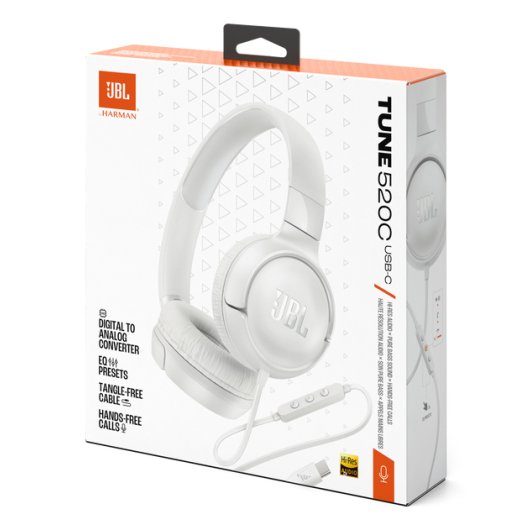 Auriculares JBL Wired USB-C avec Microphone et Son Pur Blanc