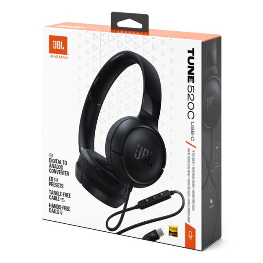 Auriculares JBL Tune 520C avec connectivité USB-C et microphone intégré