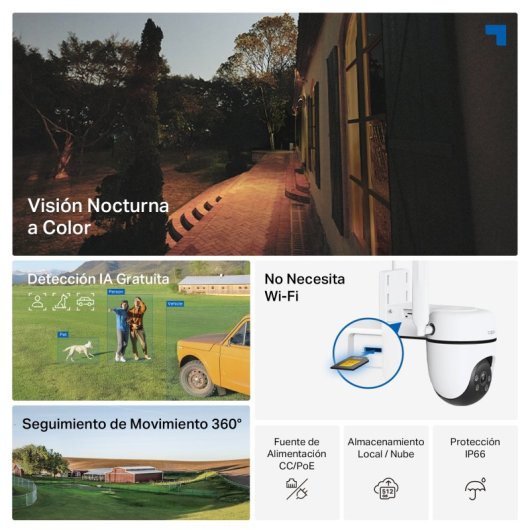 Tapo TC40GW Cámara de Vigilancia 4G 360º, 1080p, Detección IA Gratuita, Visión Nocturna a Color