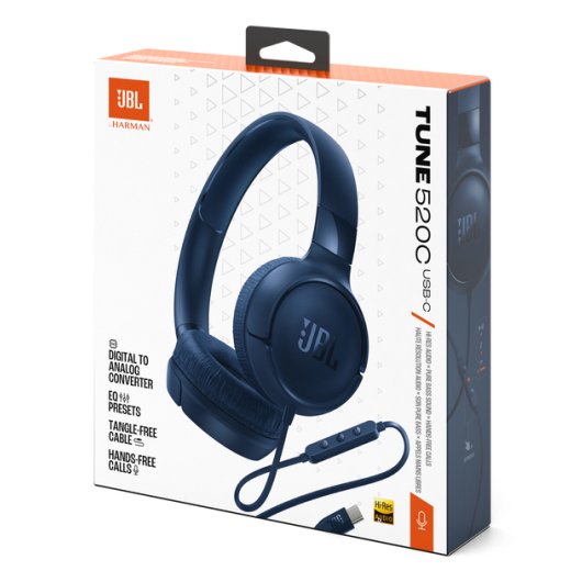 Auriculares JBL USB-C Alámbricos con Micrófono y Sonido Hi-Res Azul