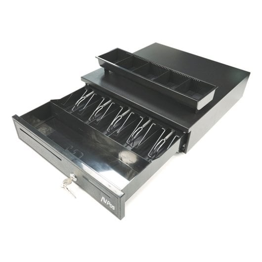 Cajón portamonedas AVPos Cash-U280 Acero 5 Billetes 8 Monedas Negro RJ-11