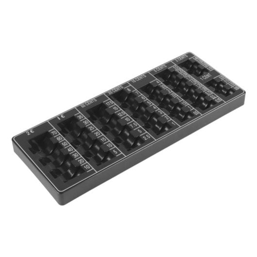 Caja de efectivo iggual negra acero 3 compartimentos billetes 8 monedas bandeja extraíble