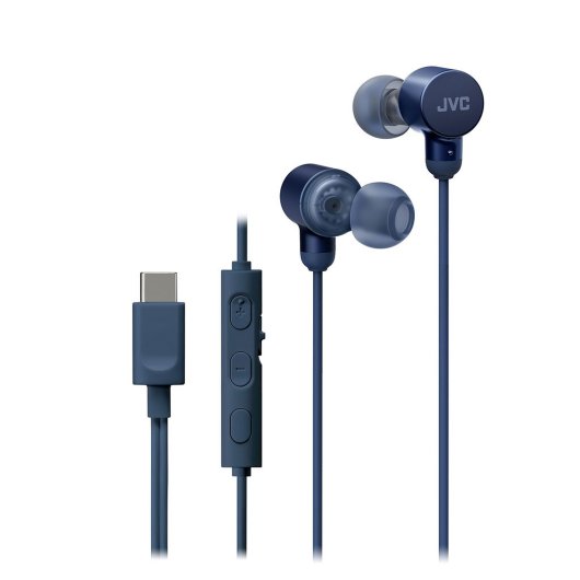 Auriculares JVC con cable USB-C y sonido de alta definición en color azul