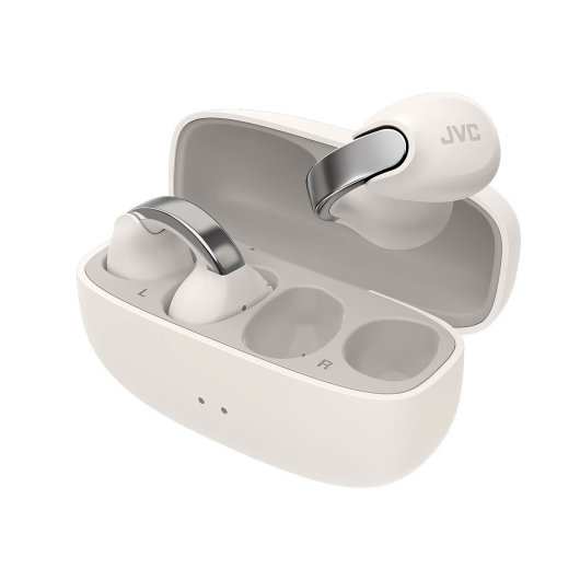 Auriculares JVC inalámbricos Bluetooth 5.3 abiertos con clip, micrófono y color blanco
