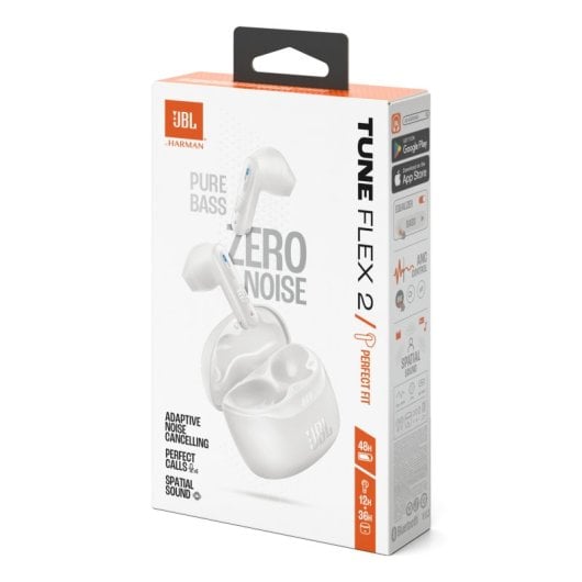 Auricolari JBL Tune Flex 2 wireless Bluetooth 5.3 con Cancellazione del Rumore e Microfono, Bianchi