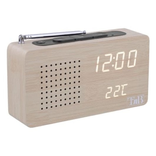 Reloj radio digital T?nB CLOCKFMWD FM pantalla retroiluminada termómetro madera
