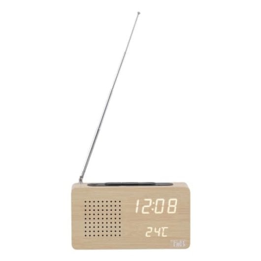Reloj radio digital T?nB CLOCKFMWD FM pantalla retroiluminada termómetro madera