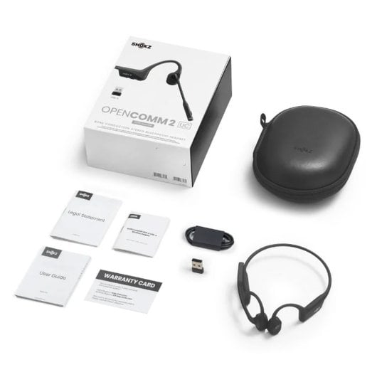 Auriculares Shokz OpenComm2 UC inalámbricos Bluetooth 5.1 com Microfone e Cor Preto