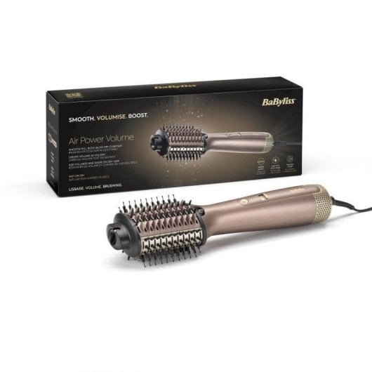 Brosse Soufflante BaByliss AS95E 1000W Céramique Ionique 2 Températures Air Froid Champagne