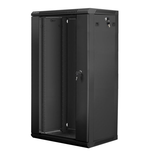 Bastidor de pared Lanberg WF01-6422-10B 22U 60kg Negro Autoinstalable IP20 Puerta de cristal