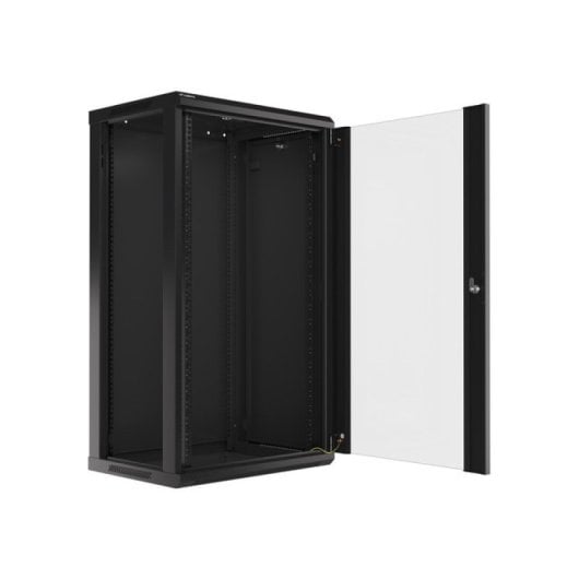Bastidor de pared Lanberg WF01-6422-10B 22U 60kg Negro Autoinstalable IP20 Puerta de cristal