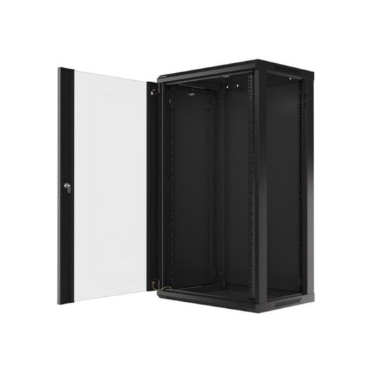 Bastidor de pared Lanberg WF01-6422-10B 22U 60kg Negro Autoinstalable IP20 Puerta de cristal