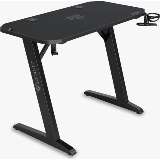 Mesa Gaming Sense7 100x50cm Acero y MDF Tapete 2mm Soporte Auriculares Portavasos