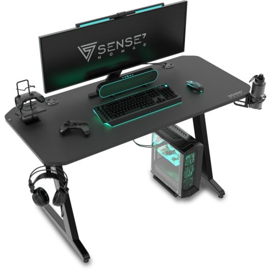 SENSE7 Nomad Classic Mesa Gaming Ergonomicos con Accesorios 120x60 Negra