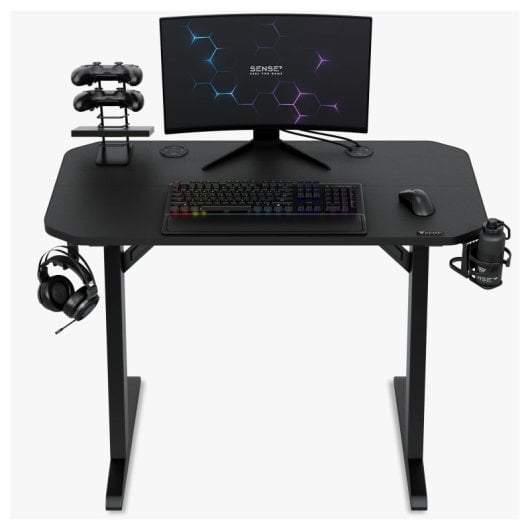 Mesa Gaming Sense7 120cm Lámina de Carbono Soporte Auriculares y Gestión de Cables