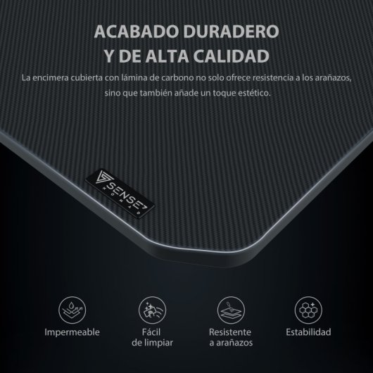 Sense7 Nomad Basic Mesa Gaming 120cm Laminado Carbono com Suporte para Headset e Gestão de Cabos