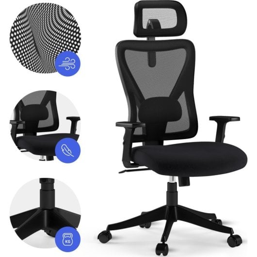 Silla de Oficina Sense7 TONE Ergonómica, Reposacabezas, Respaldo Malla, Hasta 130kg