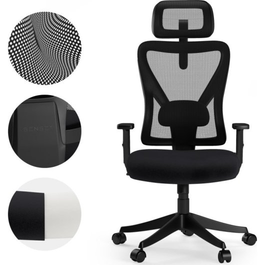 Silla de Oficina Sense7 TONE Ergonómica, Reposacabezas, Respaldo Malla, Hasta 130kg