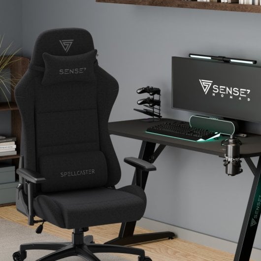 SENSE7 Spellcaster FUKU XL Silla Gaming de Tela Ergonómico Ajustable Soporte Lumbar Negra