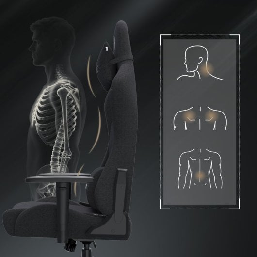 SENSE7 Spellcaster FUKU XL Silla Gaming de Tela Ergonómico Ajustable Soporte Lumbar Negra