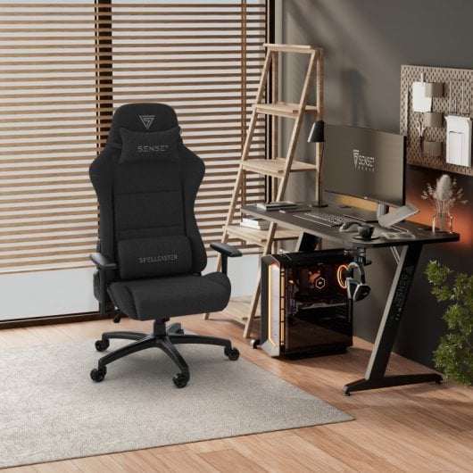SENSE7 Spellcaster FUKU XL Silla Gaming de Tela Ergonómico Ajustable Soporte Lumbar Negra