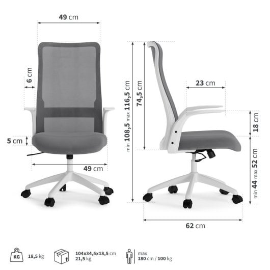 Silla de oficina Sense7 Juno Respaldo Malla Ajustable 100kg FlowTechSwing Ergonomía