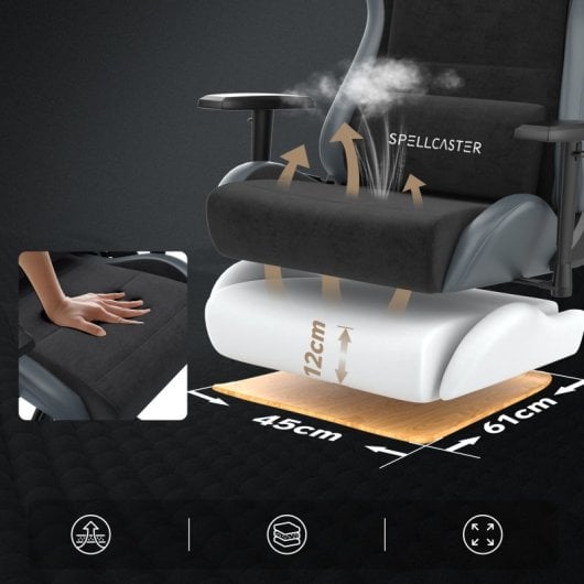 SENSE7 Spellcaster FUKU XL PU Silla Gaming Ergonómico Ajustable Soporte Lumbar Negra