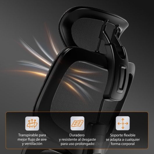 Silla Sense7 Nobu Ergonómica Reposabrazos 3D, Inclinación 140°, Malla Lumbar Ajustable