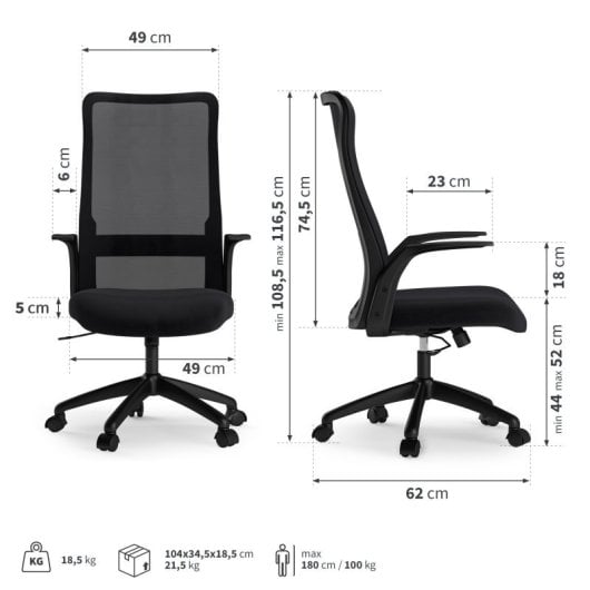 Silla de oficina Sense7 Juno respaldo malla, reposabrazos integrados, inclinación 90-140°