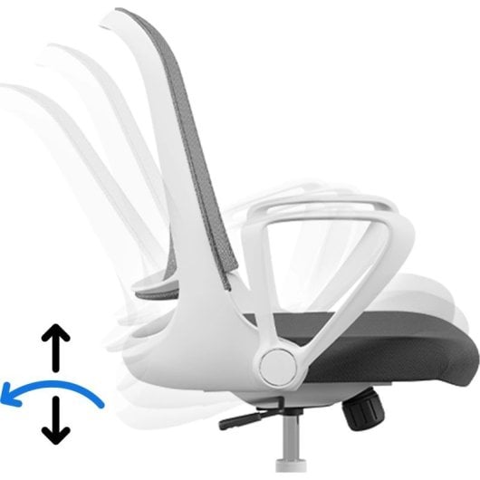 Silla oficina Sense7 Sopty reposabrazos móviles malla respaldo base nylon 120kg blanco
