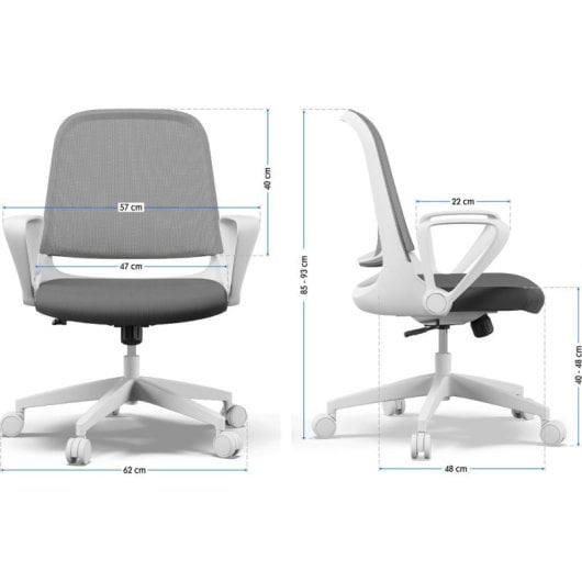 Silla oficina Sense7 Sopty reposabrazos móviles malla respaldo base nylon 120kg blanco