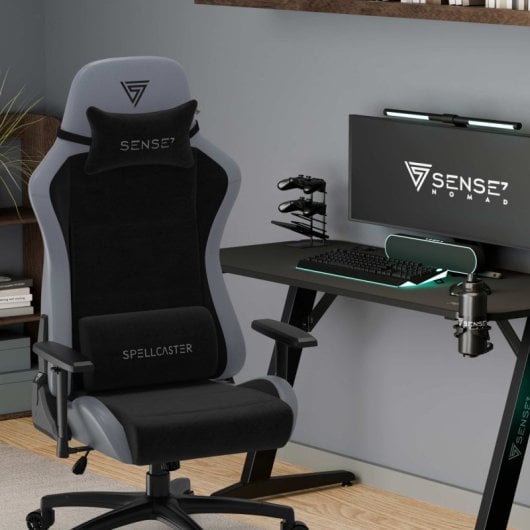 SENSE7 Spellcaster FUKU XL PU Silla Gaming Ergonómico Ajustable Soporte Lumbar Negra/Gris