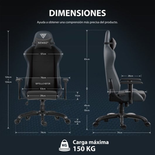 Silla Sense7 Spellcaster FUKU Regular Reclinable Cojín Lumbar Ruedas Silenciosas