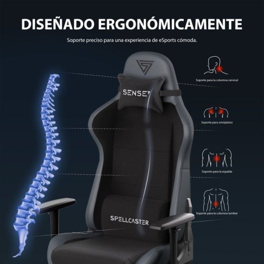Silla Sense7 Spellcaster FUKU Regular Reclinable Cojín Lumbar Ruedas Silenciosas