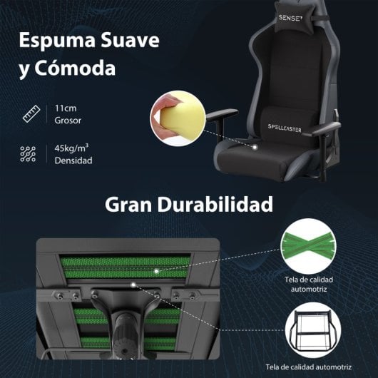 Silla Sense7 Spellcaster FUKU Regular Reclinable Cojín Lumbar Ruedas Silenciosas